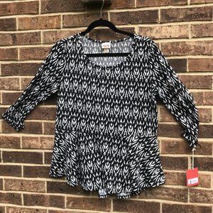 Black and white patterned Peplum shirt